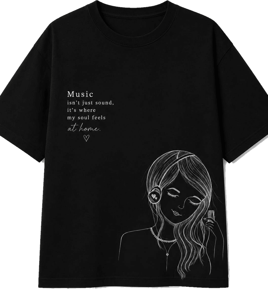 Model wearing the At Home oversized tee in black — arched studio portrait
